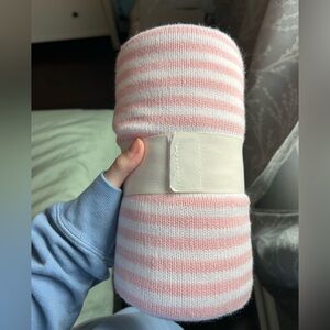 Pink and White striped baby blanket